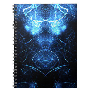 Caderno Espiral Arte Fractal de Energia Nebulosa Azul