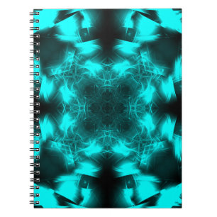 Caderno Espiral Arte Fractal de Simetria de Plasma Aquático