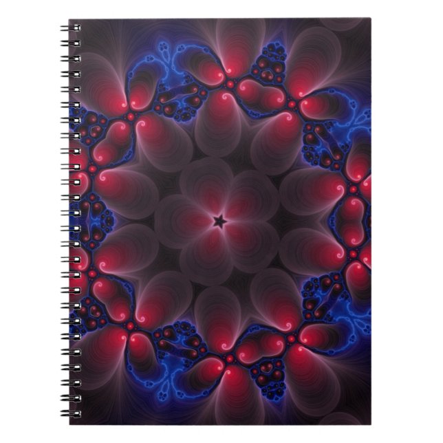 Caderno Espiral Arte Fractal Digital Roxal legal (Frente)
