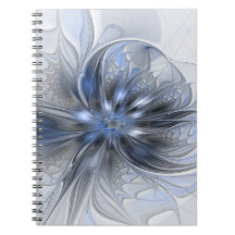 Arte fractal floral abstrata em aquarela cinza azu