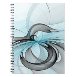 Caderno Espiral Arte Fractal Moderna Azul Antracito Abstrata
