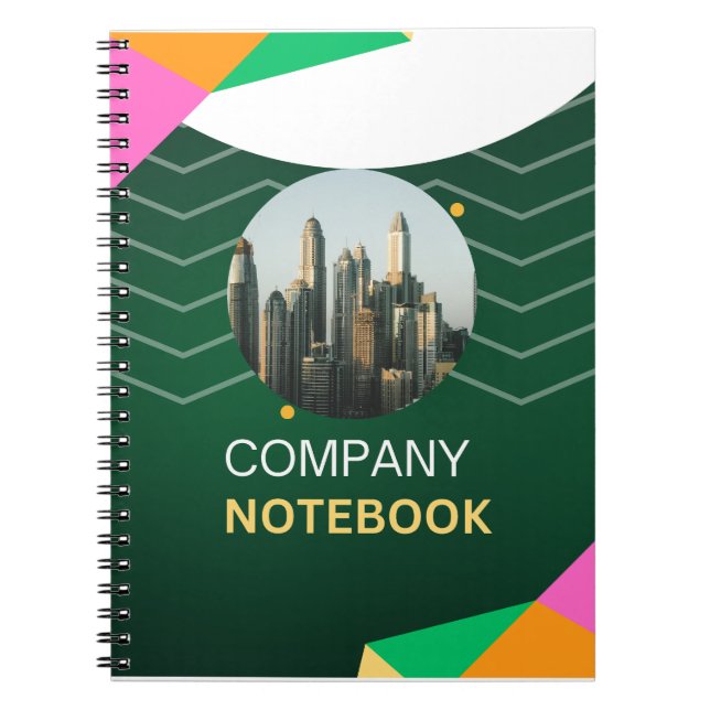 Caderno Espiral Arte Geométrica Moderna Verde Branco (Frente)