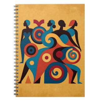 Caderno Espiral Arte Geométrico Abstrato de Mulheres Africanas Ret