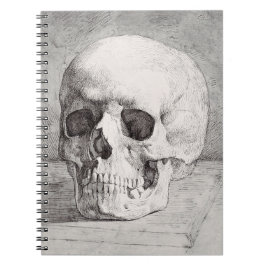 Caderno Espiral Arte Gráfica de Caveira: Design de Tinta Minimalis