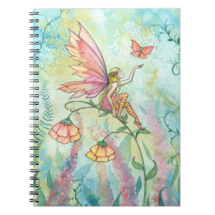 Caderno Espiral Arte Gratuita de Fadas e Borboletas por Molly Harr
