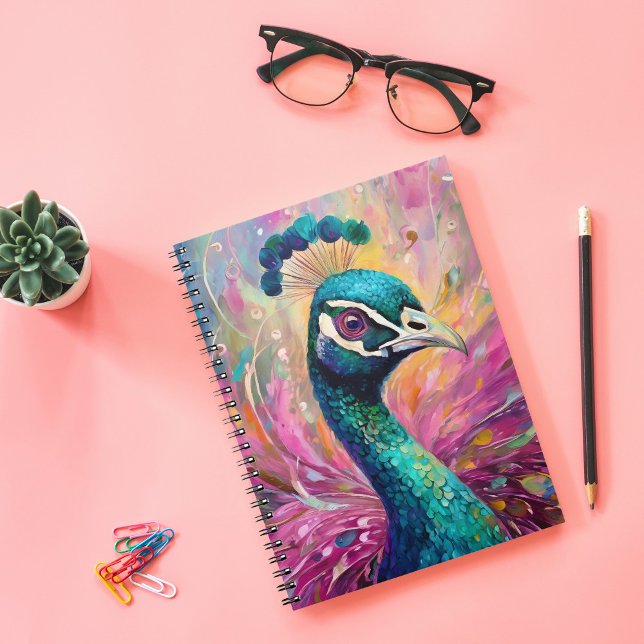 Caderno Espiral Arte Impressionista Moderna Impressionista Peacock (Criador carregado)