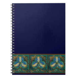 Caderno Espiral Arte Majolica de Pomegranato Azul