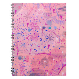 Caderno Espiral Arte Maximalista da Festa Rosa