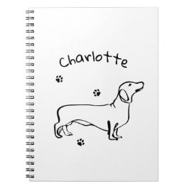 Caderno Espiral Arte Minimalista Dachshund - Seu Texto, Seu Estilo