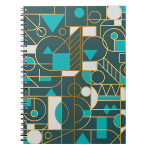 Caderno Espiral Arte minimalista geométrica pôster retrô com si