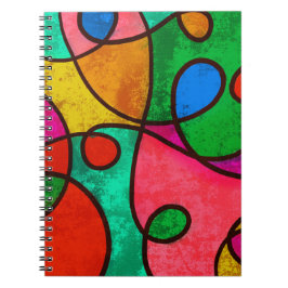 Caderno Espiral Arte Moderna Colorida Abstrato