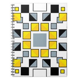 Caderno Espiral Arte Moderna de Padrão de Colcha Geométrica