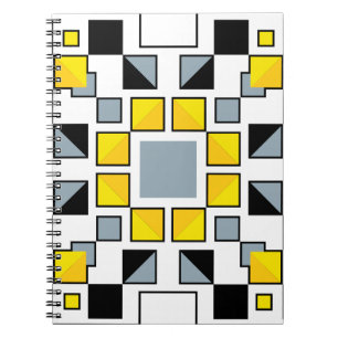 Caderno Espiral Arte Moderna de Padrão de Colcha Geométrica