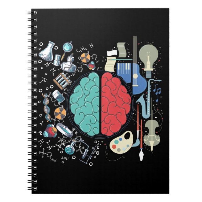 Caderno Espiral Arte musical Colorida Brain Science (Frente)