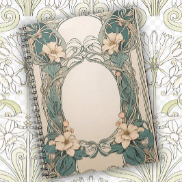 Caderno Espiral Arte Nova Floral Decorativa Design