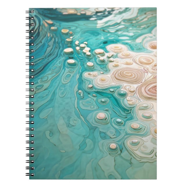 Caderno Espiral Arte Oceânico Topográfico Abstrato (Frente)
