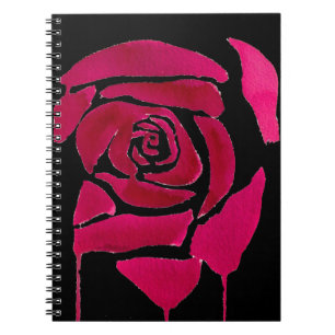 Caderno Espiral Arte original abstrato rosa de aquarela gótica