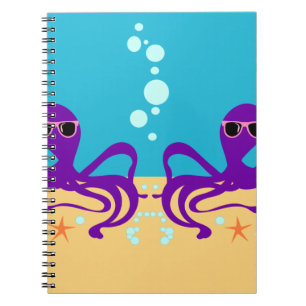 Caderno Espiral Arte Padrão do Cartoon Groovy Octopus Fun