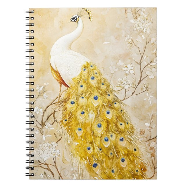 Caderno Espiral arte para parede temática de pavão variando desde  (Frente)