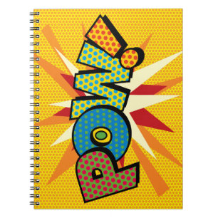 Caderno Espiral Arte Pop de Quadrinhos Retrô Divertido POW