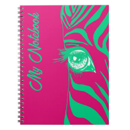 Caderno Espiral Arte Pop Neon Padrão Zebra Glam 