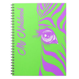 Caderno Espiral Arte Pop Neon Padrão Zebra Glam 
