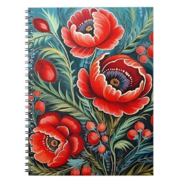 Caderno Espiral Arte popular tradicional ucraniana de Petrikivka