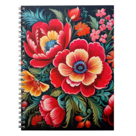 Caderno Espiral Arte popular tradicional ucraniana de Petrikivka