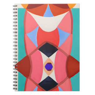 Caderno Espiral Arte Retro Geométrica Negrito Caleidoscópio