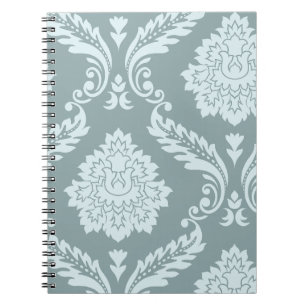 Caderno Espiral Arte Rococó Damask I Azul Ovo de Pato+Turquesa
