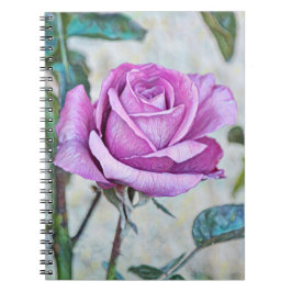 Caderno Espiral Arte Rosa púrpura do Jardim de Gertie