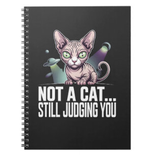 Caderno Espiral Arte Sarcástica de Gato Sphynx OVNI Alien
