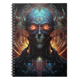 Caderno Espiral Arte Sci-Fi do Mau Grinning