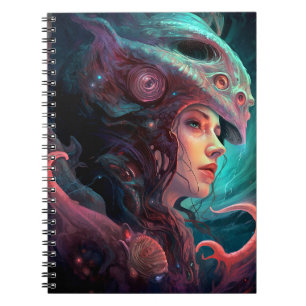 Caderno Espiral Arte surreal de Alienígena esquisita