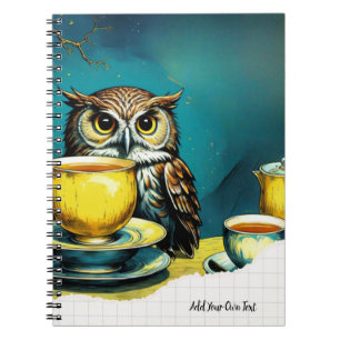 Caderno Espiral Arte Surreal PERSONALIZADA - A coruja foi convidad