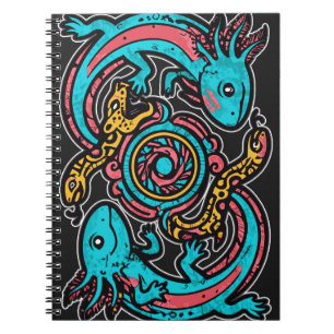 Caderno Espiral Arte Tribal da Batalha do Deus Asteca Xolotl com J