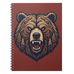 Caderno Espiral Arte Tribal Selvagem Cabeça de Urs