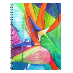 Caderno Espiral Arte tropical da flor Strelitzia Ave do Paraíso