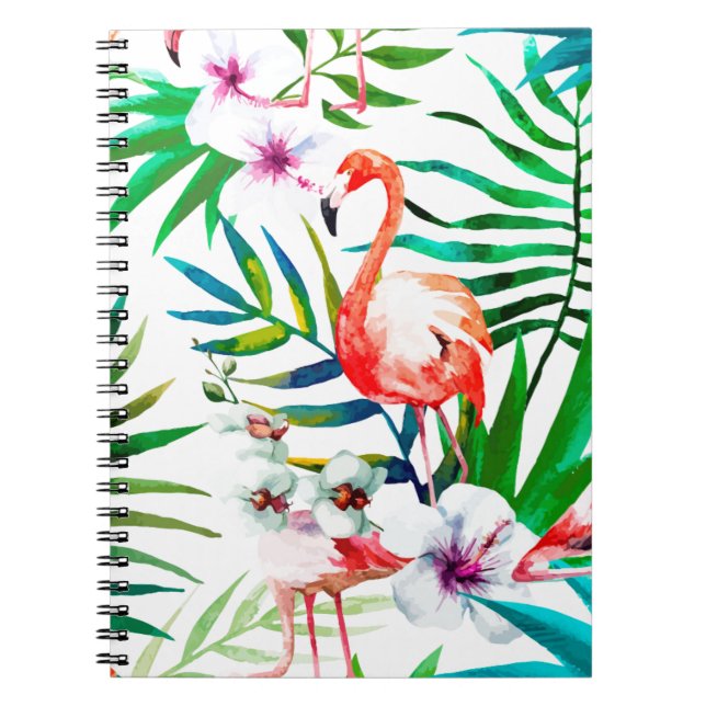Caderno Espiral Arte tropical flamingo (Frente)