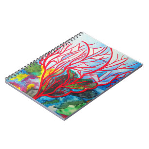 Caderno Espiral Arte vermelha do oceano do recife de corais