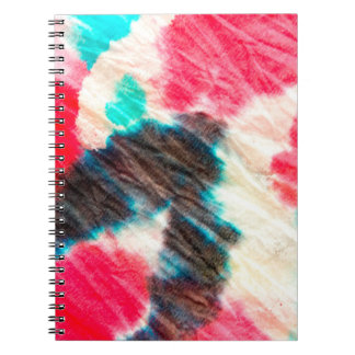Caderno Espiral Arte Vermelha Suja. Padrão Shibori. Pincel de Verã