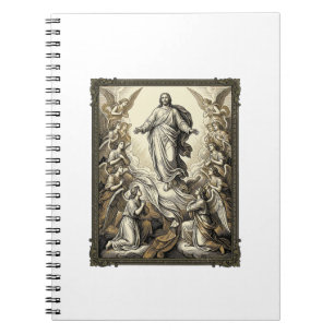 Caderno Espiral Arte Vetorial de Gravação de Anjo da Ascensão Vint