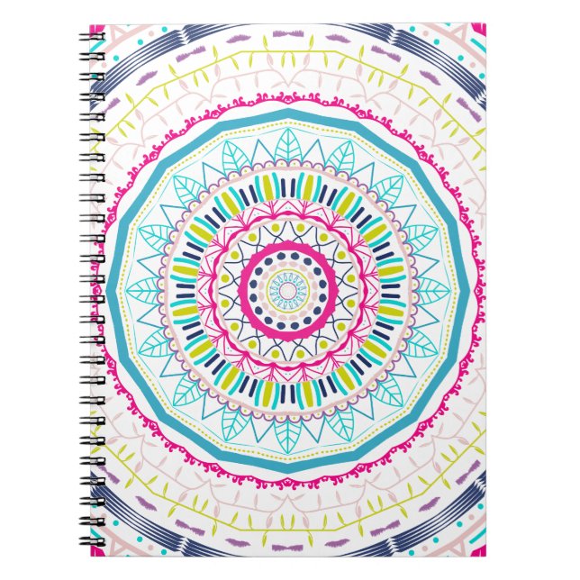 Caderno Espiral Arte Vibrante e Colorida de Mandala (Frente)