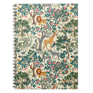 Caderno Espiral Arte vítrea, zebras girafas, flamingo, pássaros, l