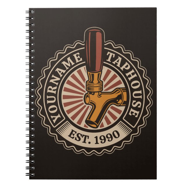 Caderno Espiral Artesanato DE NOME Personalizado Bar de cervejaria (Frente)