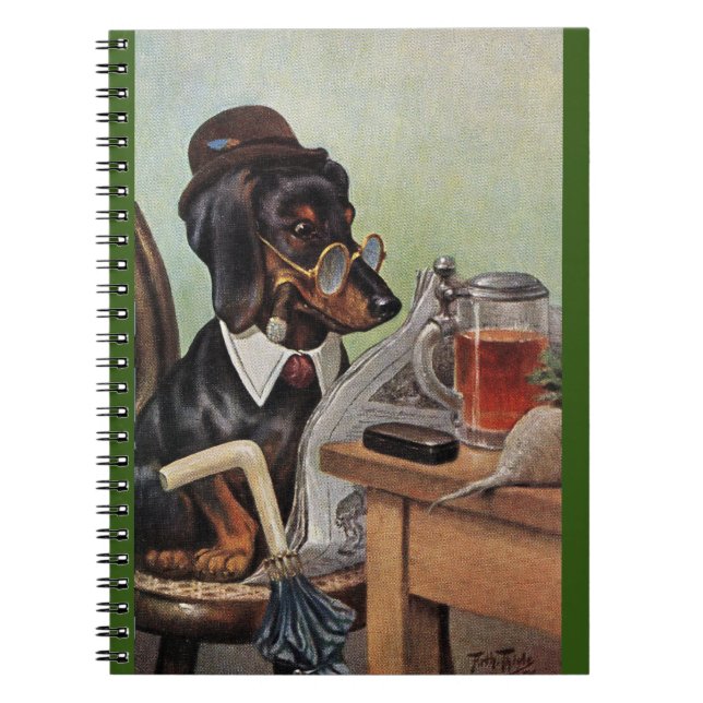 Caderno Espiral Arthur Thiele Dachshund Lendo Notebook Espiral (Frente)