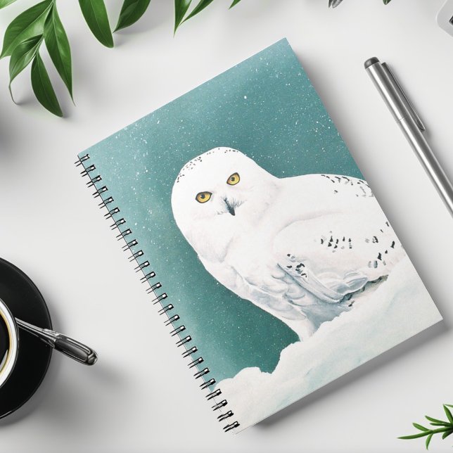 Caderno Espiral Artico Teal Snowy Owl (Criador carregado)