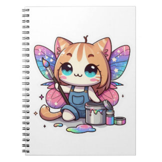 Caderno Espiral Artista de gato-de-fada-gato-bonito