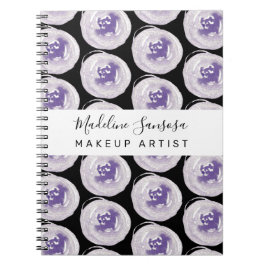 Caderno Espiral Artista de Maquiagem Mão Aquarela Papoulas Roxo