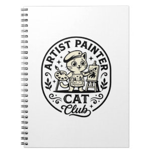 Caderno Espiral Artista Pintor Gato Gato Engraçado Gráfico - Artis